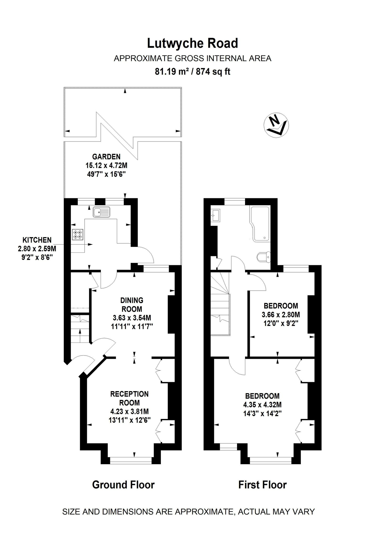 2 bed terraced house for sale in Lutwyche Road, London - Property Floorplan