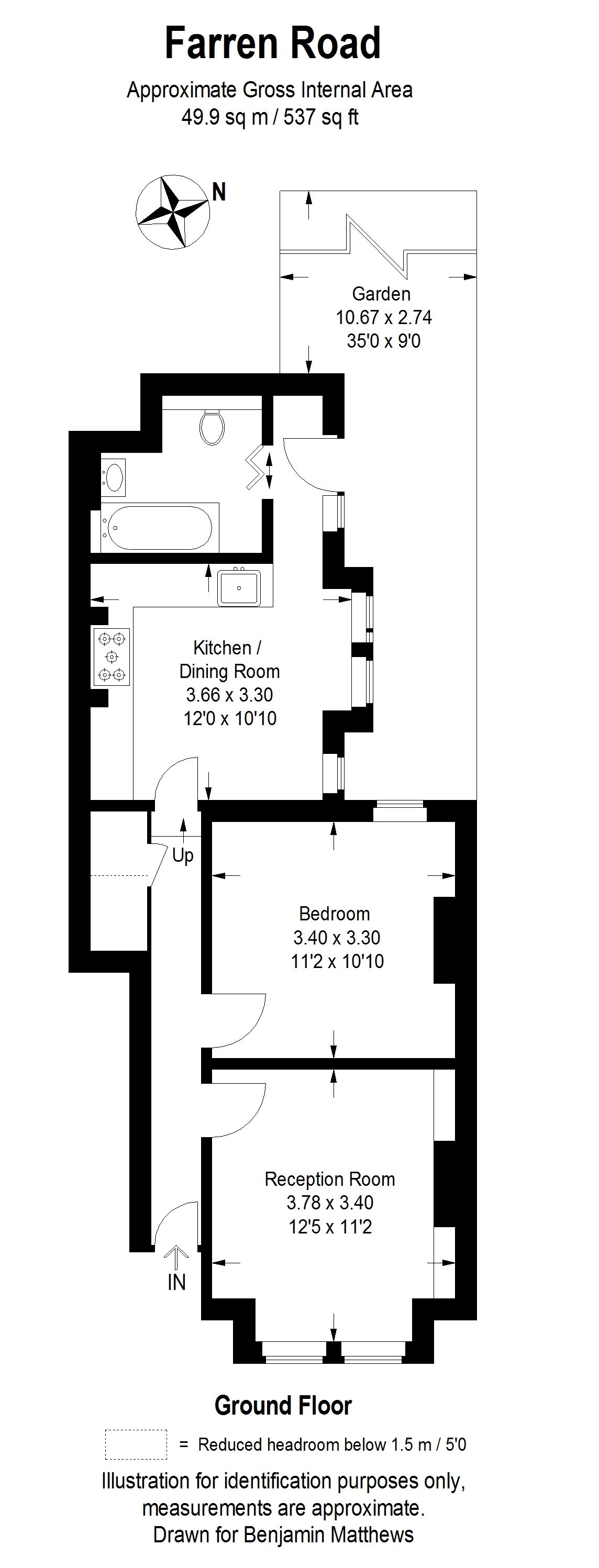 1 bed ground floor flat for sale in Farren Road, London - Property Floorplan