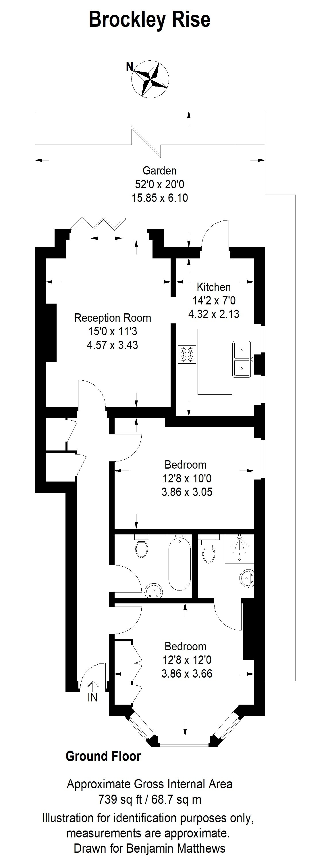 2 bed ground floor flat for sale in Brockley Rise, London - Property Floorplan