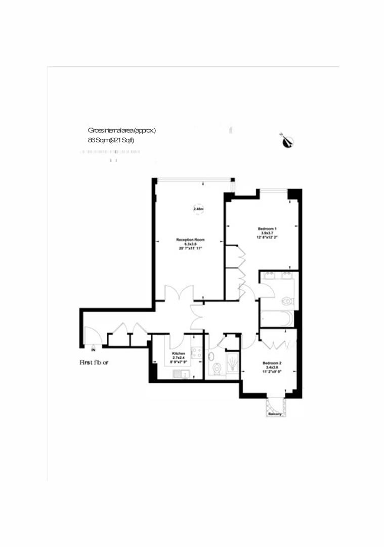 2 bed apartment to rent in Barrett Street, London - Property floorplan