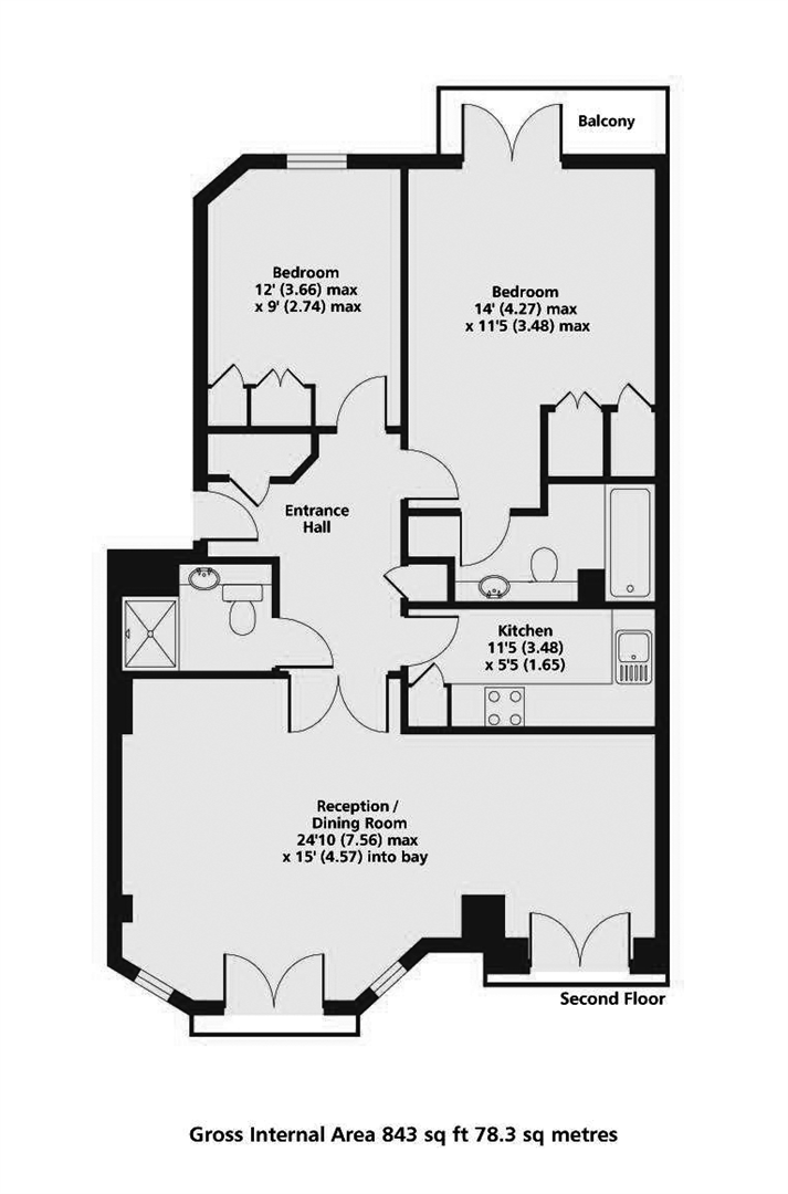 2 bed apartment to rent in Maida Vale, London - Property floorplan