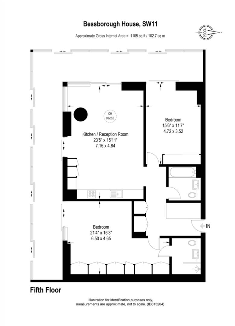 2 bed apartment for sale in Circus Road West, London - Property floorplan