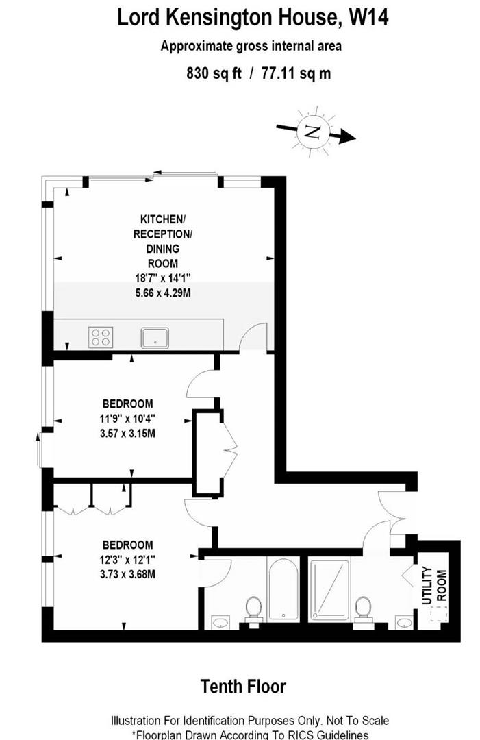 2 bed apartment for sale in Radnor Terrace, London - Property floorplan