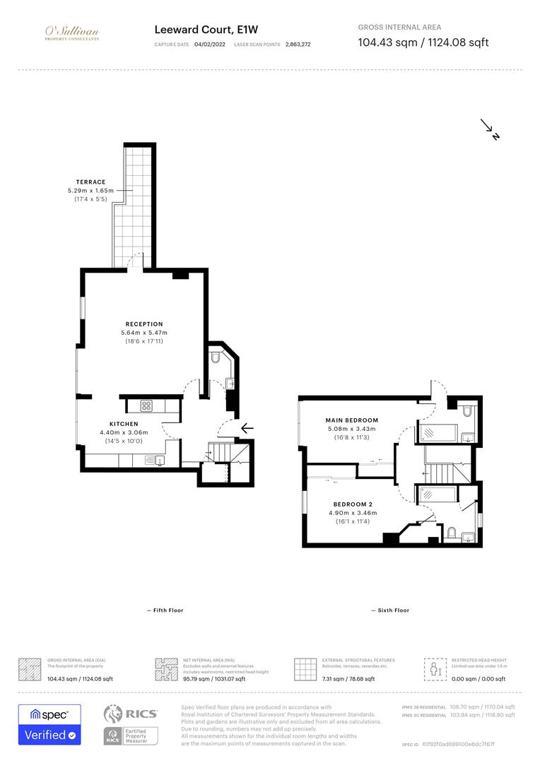 2 bed apartment to rent in Asher Way, London - Property floorplan