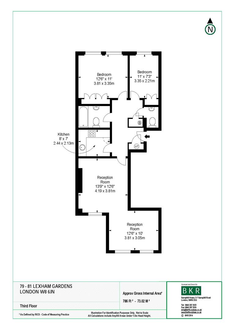 2 bed apartment to rent in Lexham Gardens, London - Property floorplan