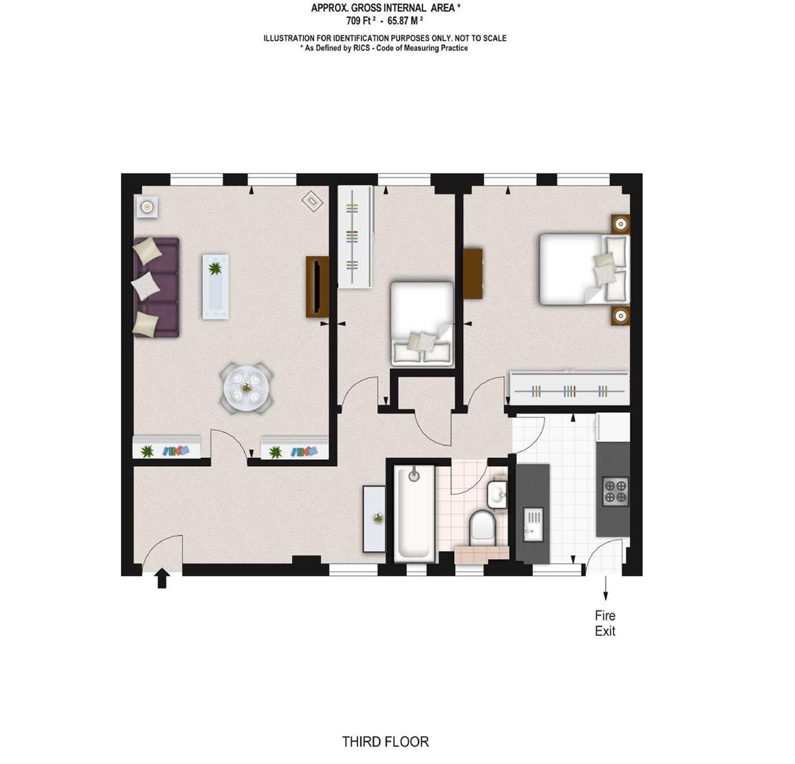 2 bed apartment to rent in Fulham Road, London - Property floorplan