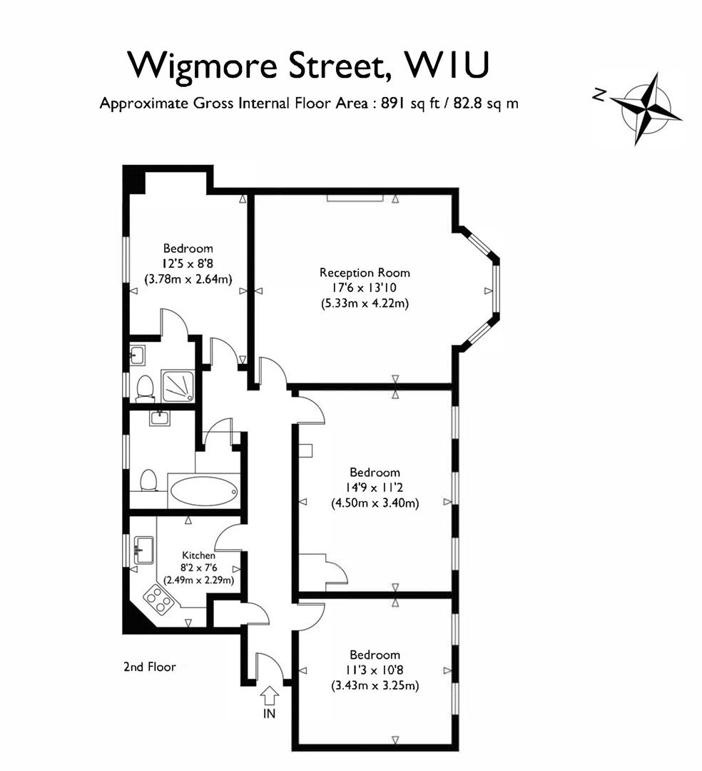 3 bed apartment to rent in Wigmore Street, London - Property floorplan