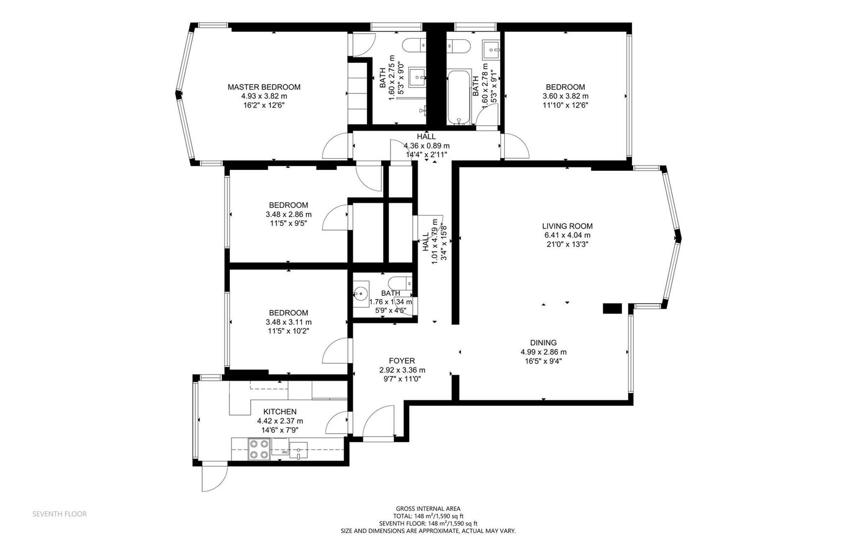 4 bed apartment to rent in Hyde Park Crescent, London - Property floorplan