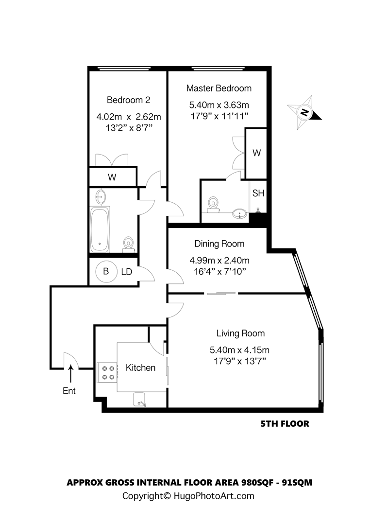 3 bed apartment to rent in Sheldon Square, London - Property floorplan