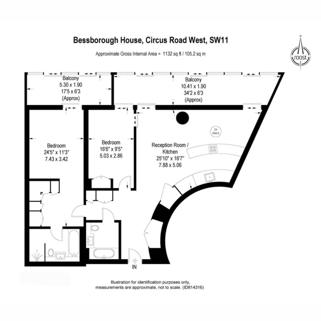 2 bed apartment for sale in Circus Road West, London - Property floorplan