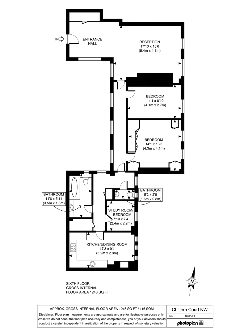 2 bed apartment to rent in Baker Street, London - Property floorplan