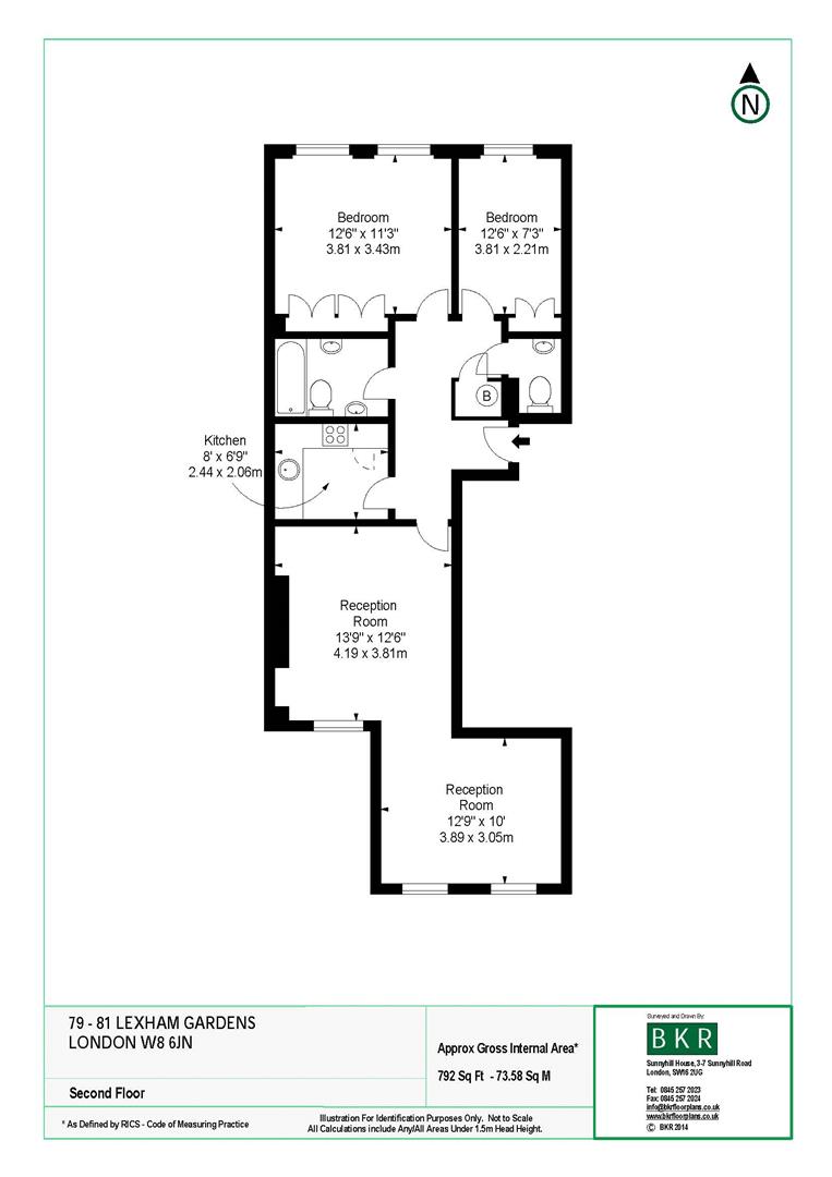 2 bed apartment to rent in Lexham Gardens, London - Property floorplan