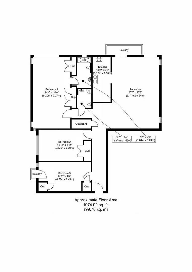 3 bed apartment for sale in The Quadrangle, London - Property floorplan