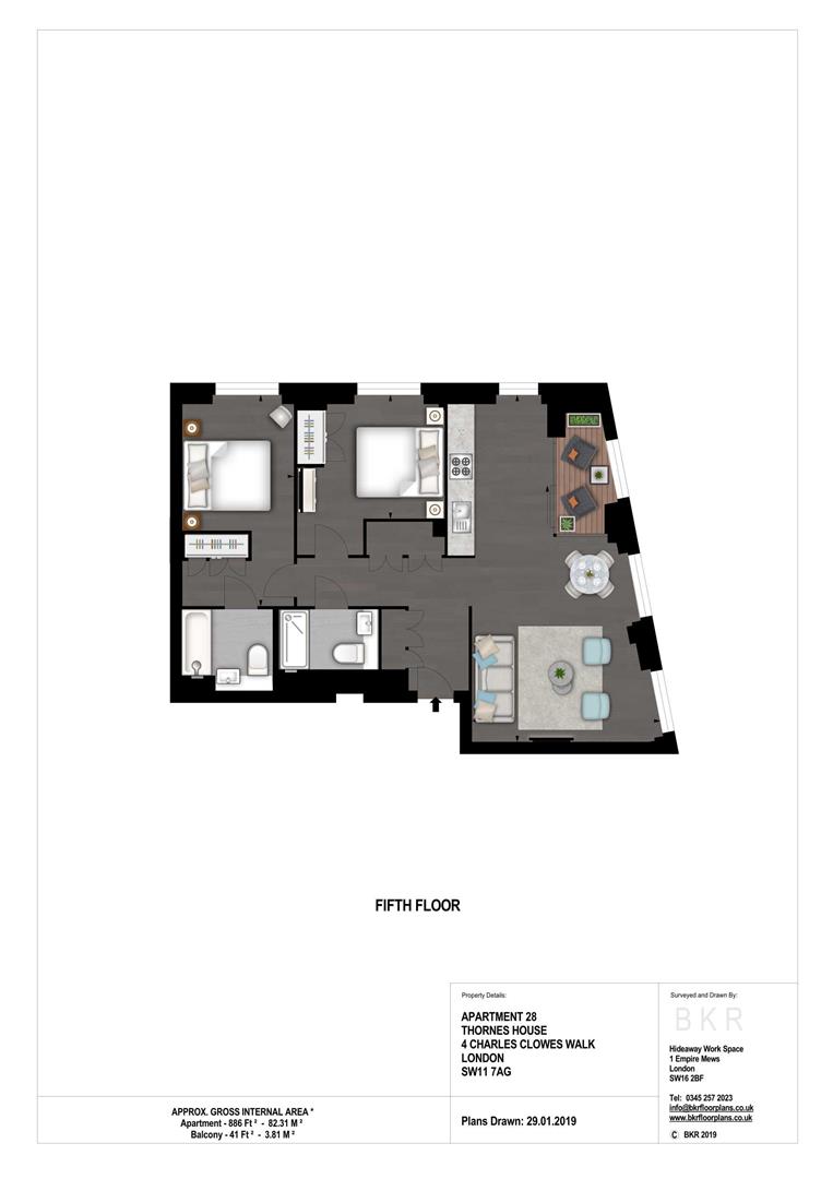 2 bed flat to rent in Charles Clowes Walk, London - Property floorplan