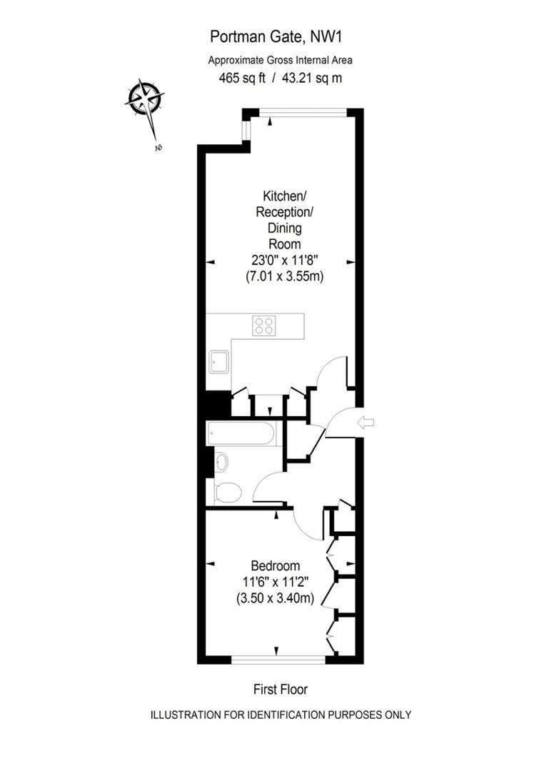 1 bed flat for sale in Lisson Grove, London - Property floorplan