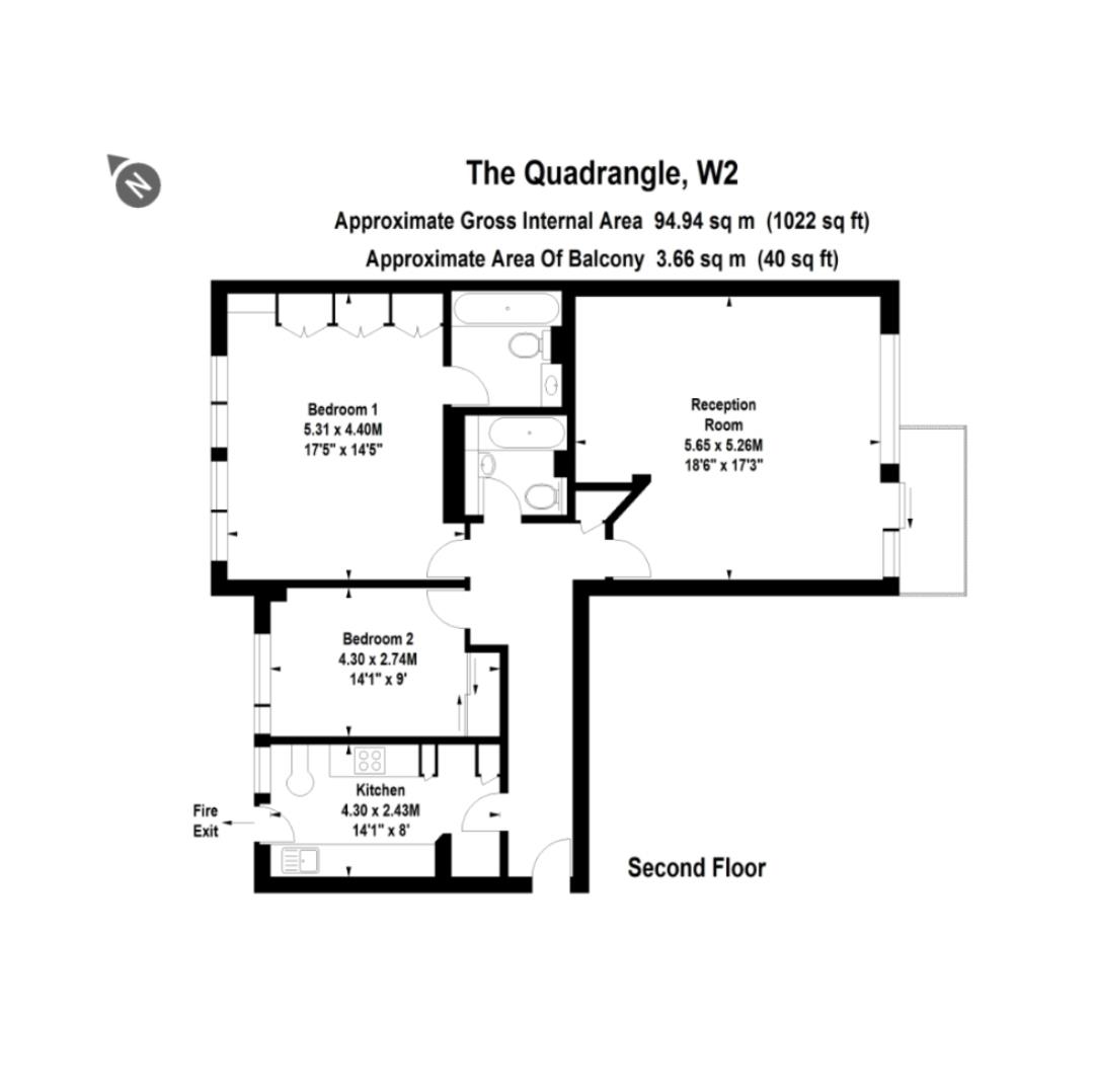 2 bed apartment for sale in The Quadrangle, London - Property floorplan