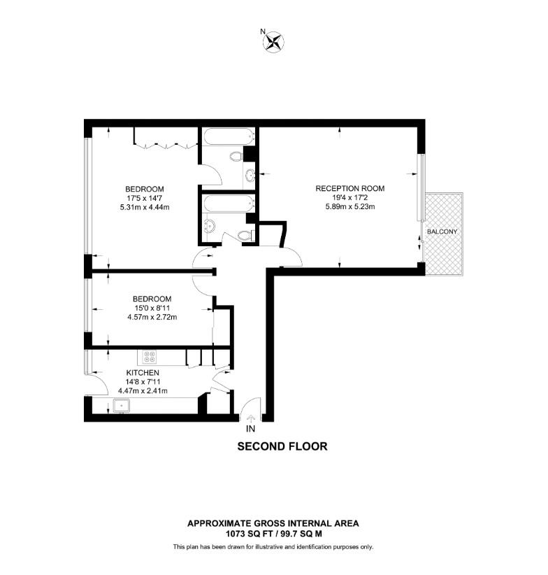 2 bed apartment for sale in The Quadrangle, London - Property floorplan