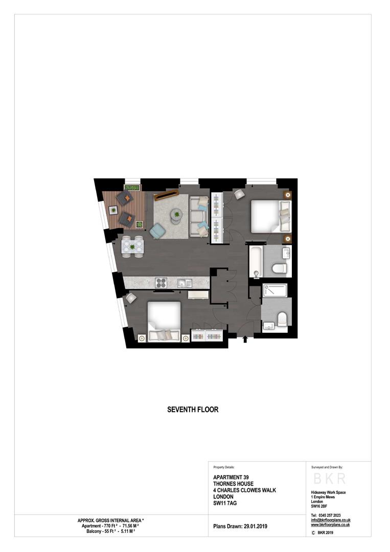 2 bed apartment to rent in Charles Clowes Walk, LONDON - Property floorplan