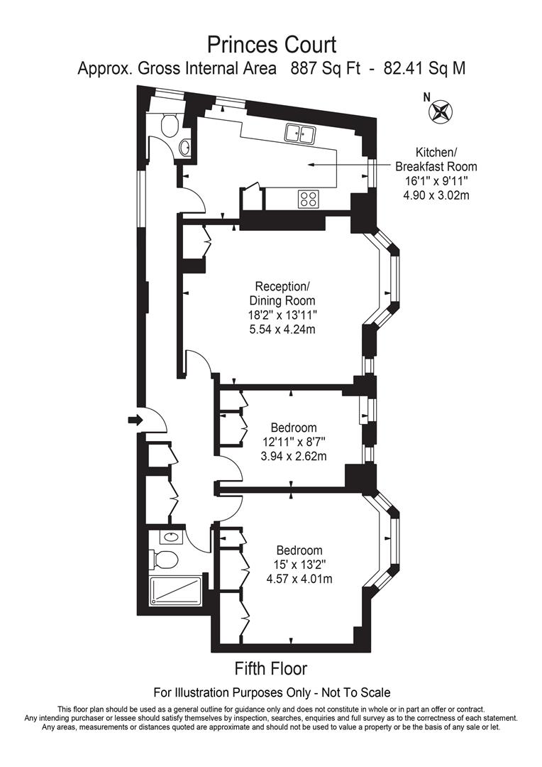 2 bed flat for sale in Brompton Road, London - Property floorplan