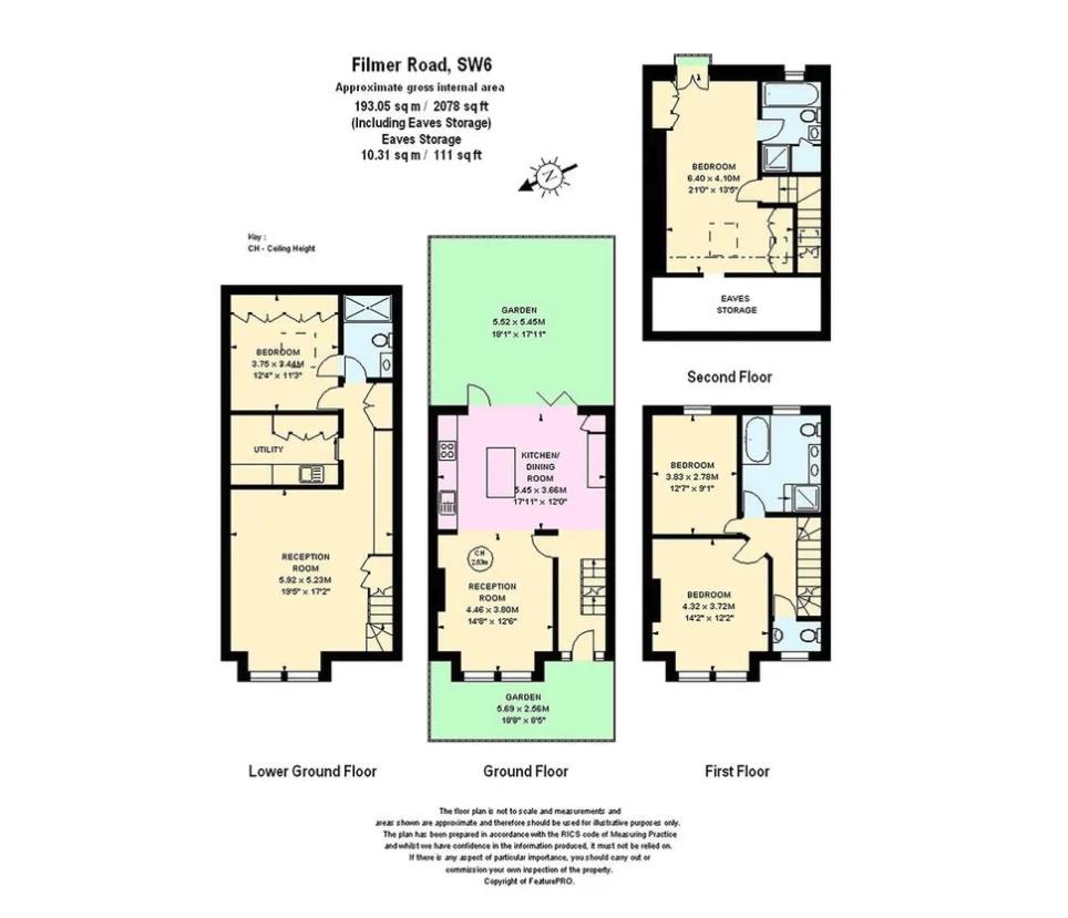 4 bed end of terrace house for sale in Filmer Road, London - Property floorplan