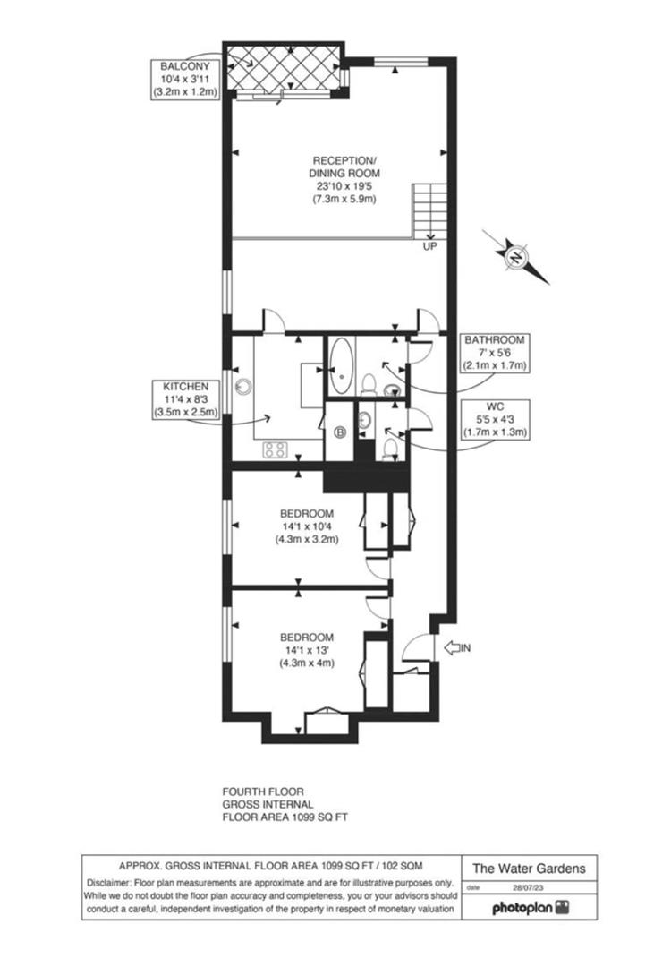 2 bed flat for sale in The Water Gardens, London - Property floorplan