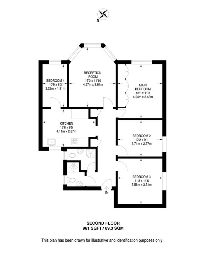 3 bed flat for sale in Elgin Avenue, London - Property floorplan