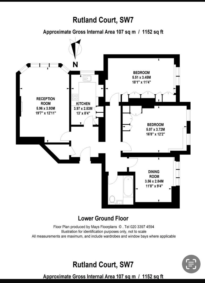 2 bed apartment for sale in Rutland Court, London - Property floorplan