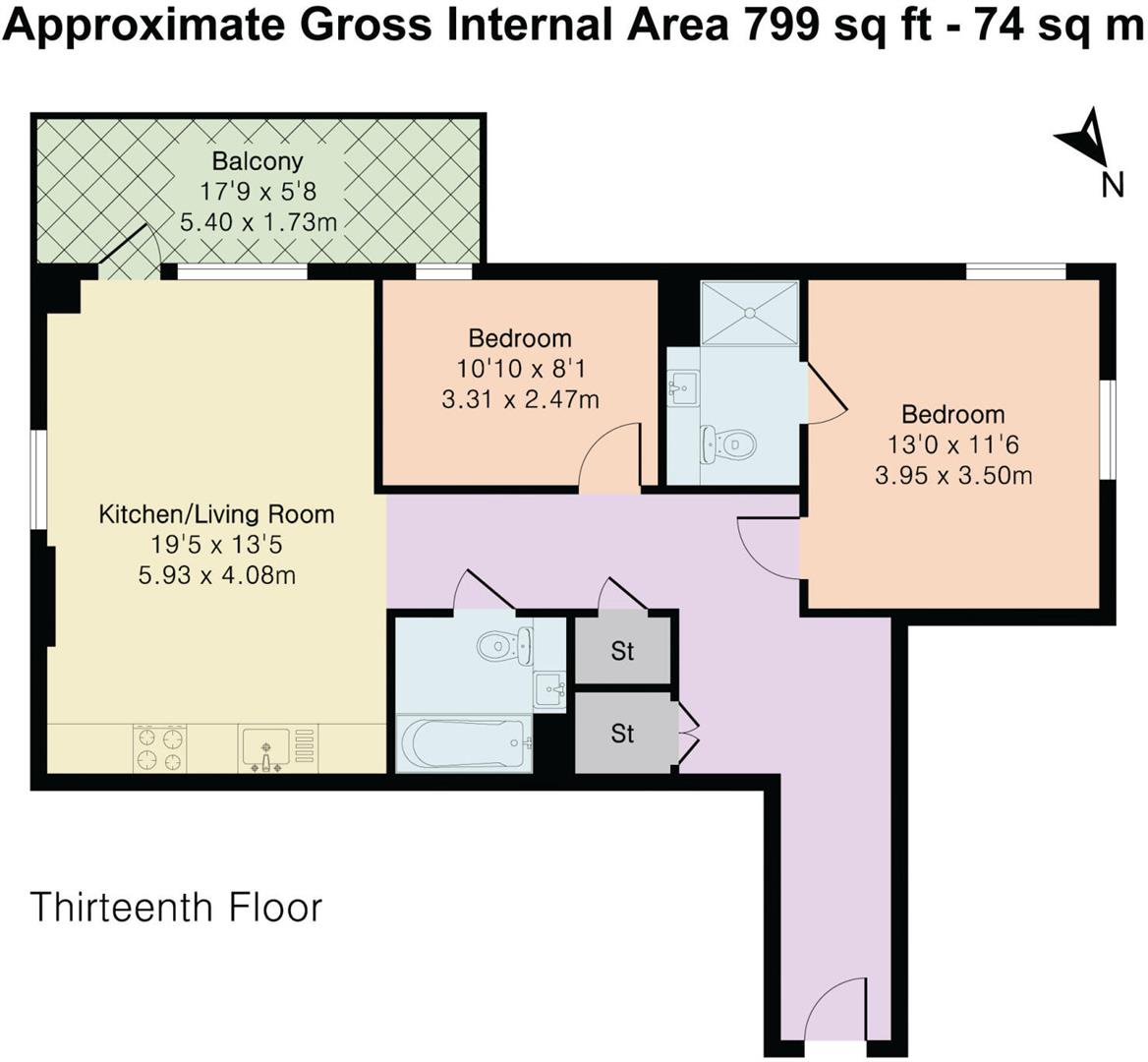 2 bed flat to rent in Pullman House, London - Property floorplan