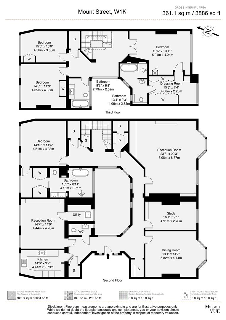 4 bed apartment to rent in Mount Street, London - Property floorplan