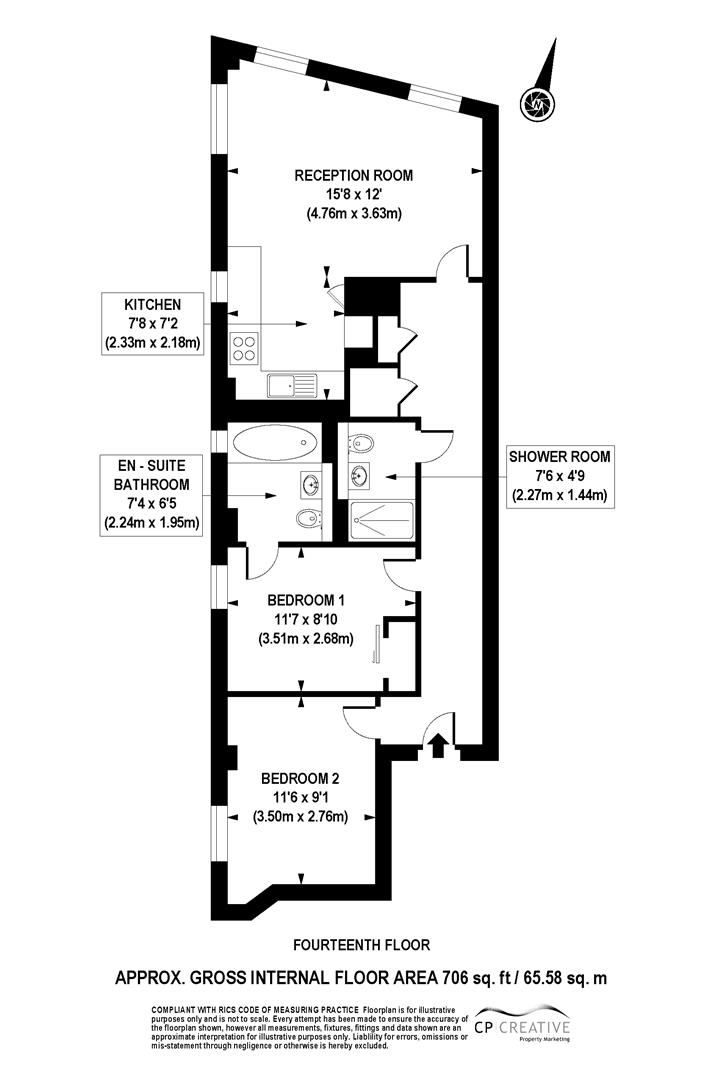 2 bed apartment to rent in Merchant Square East, London - Property floorplan
