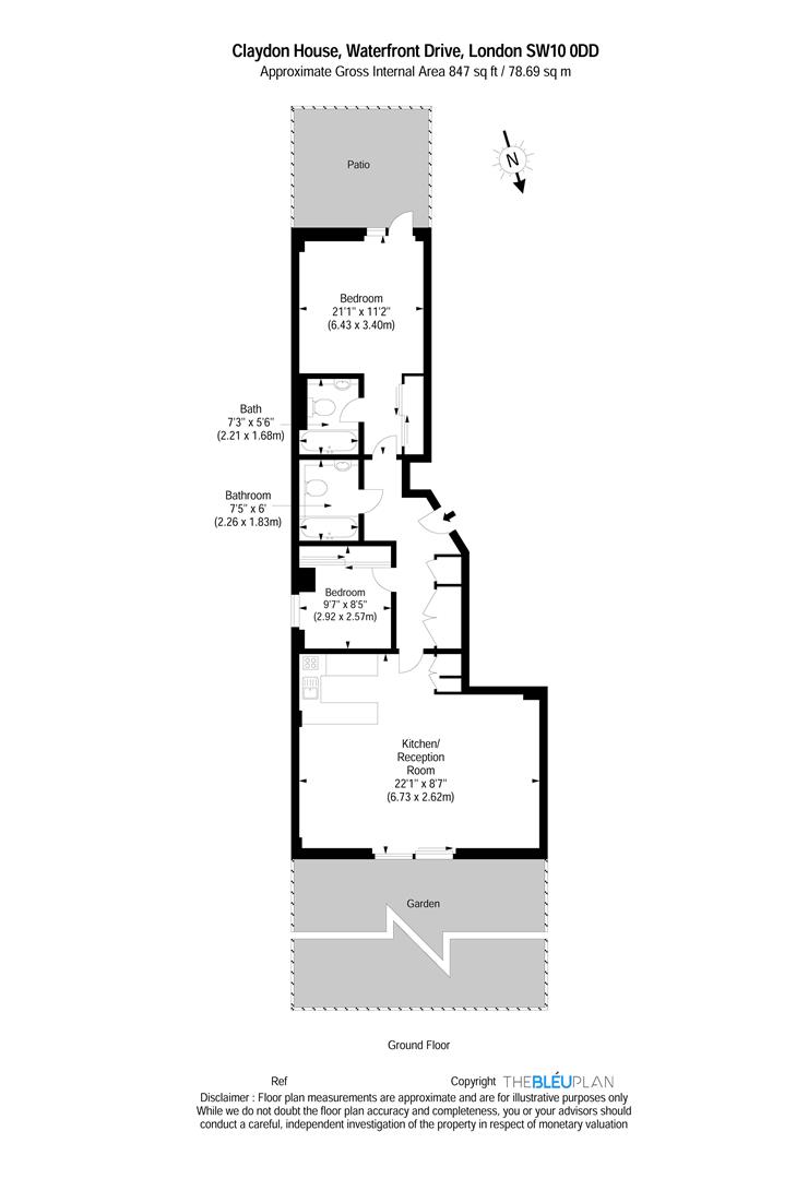 2 bed apartment for sale in Waterfront Drive, London - Property floorplan