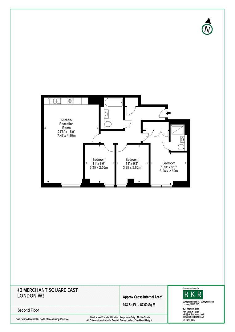 3 bed apartment to rent in Merchant Square East, London - Property floorplan