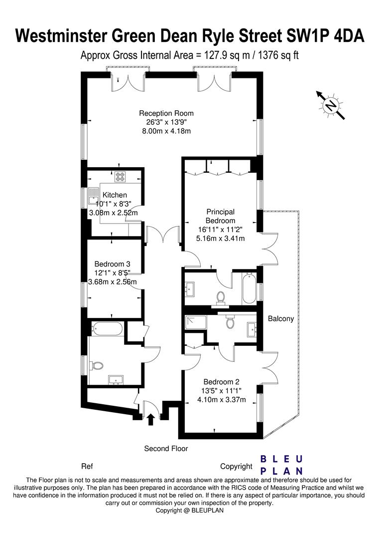 3 bed apartment for sale in Dean Ryle Street, London - Property floorplan