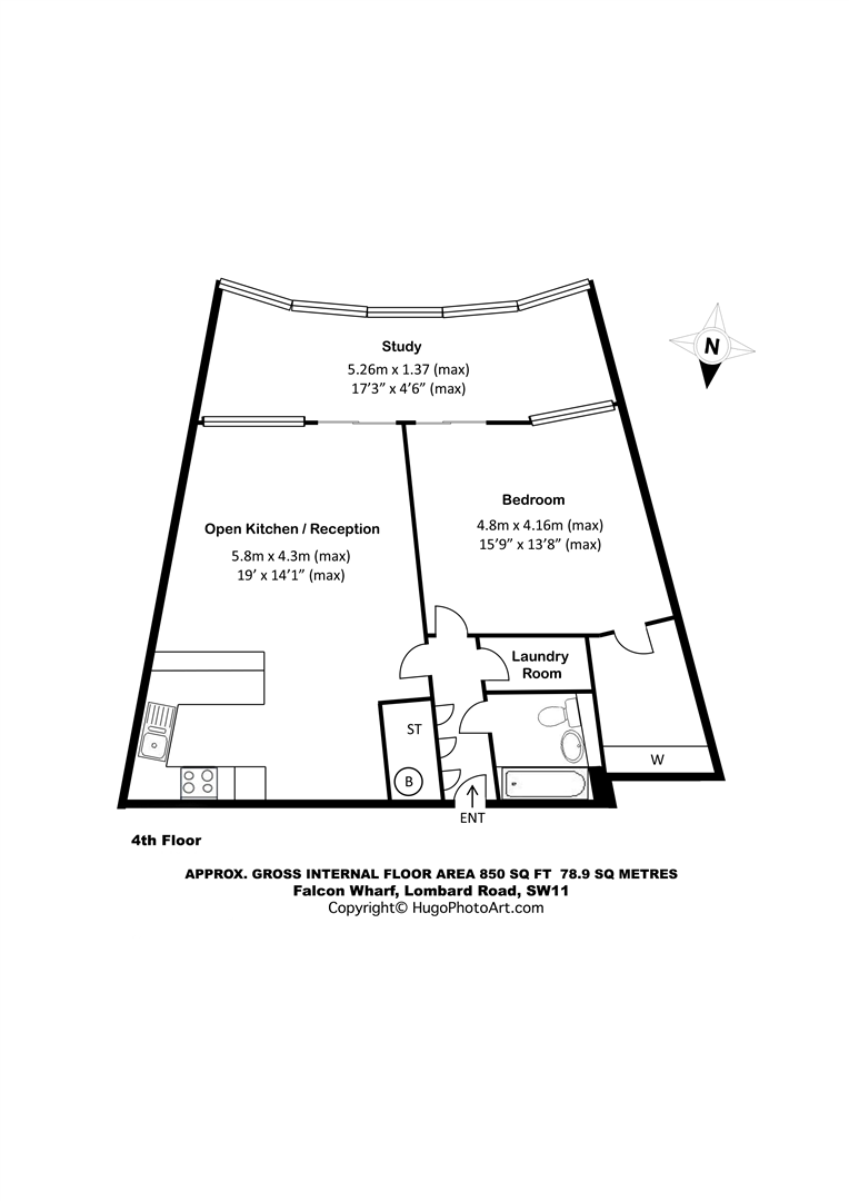 1 bed apartment for sale in Lombard Road, London - Property floorplan