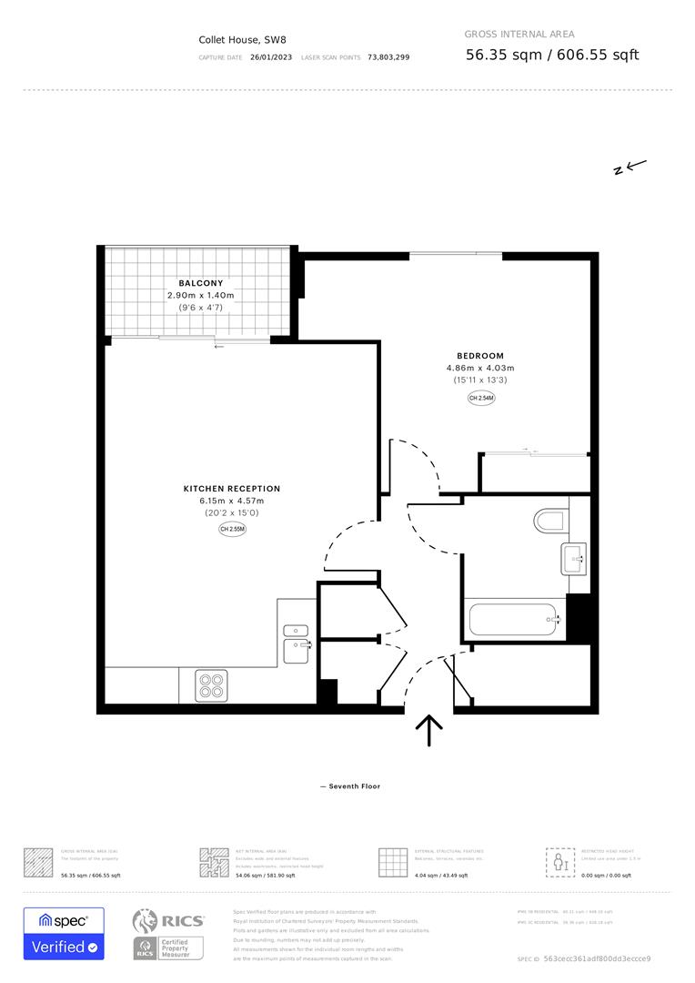 1 bed apartment for sale in Wandsworth Road, London - Property floorplan