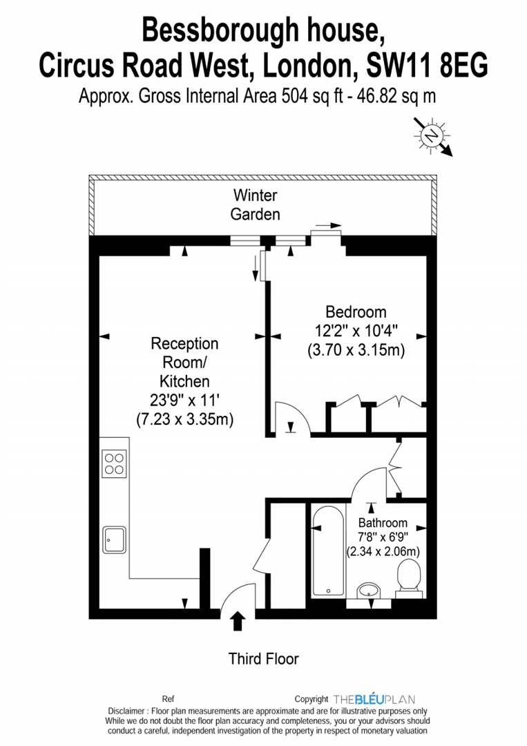 1 bed apartment for sale in Circus Road West, London - Property floorplan