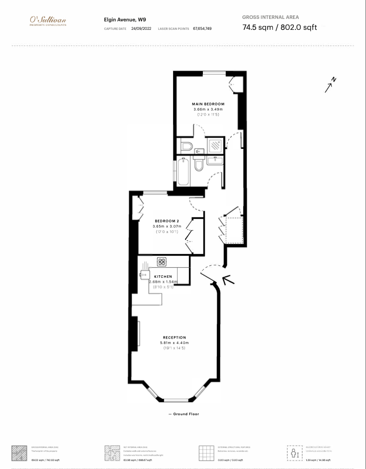 2 bed apartment for sale in Elgin Avenue, London - Property floorplan