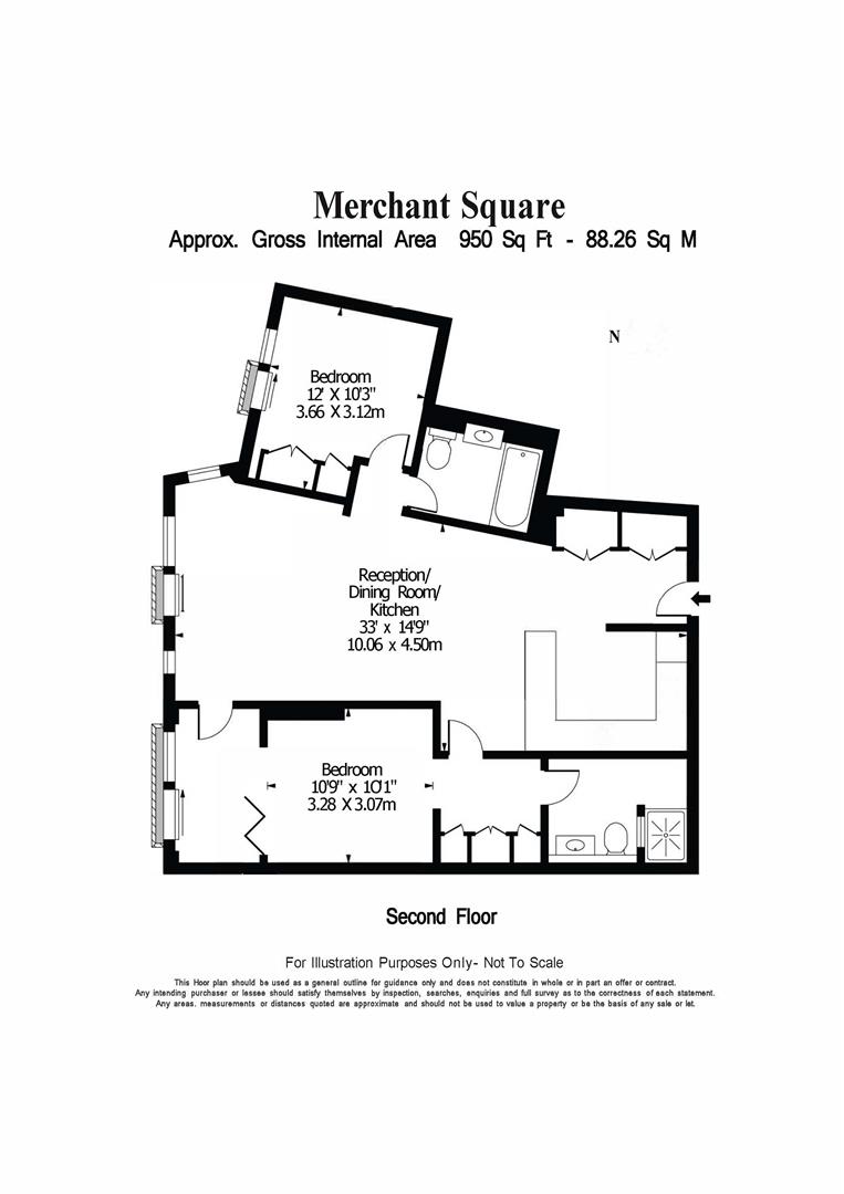 2 bed apartment for sale in Merchant Square, London - Property floorplan