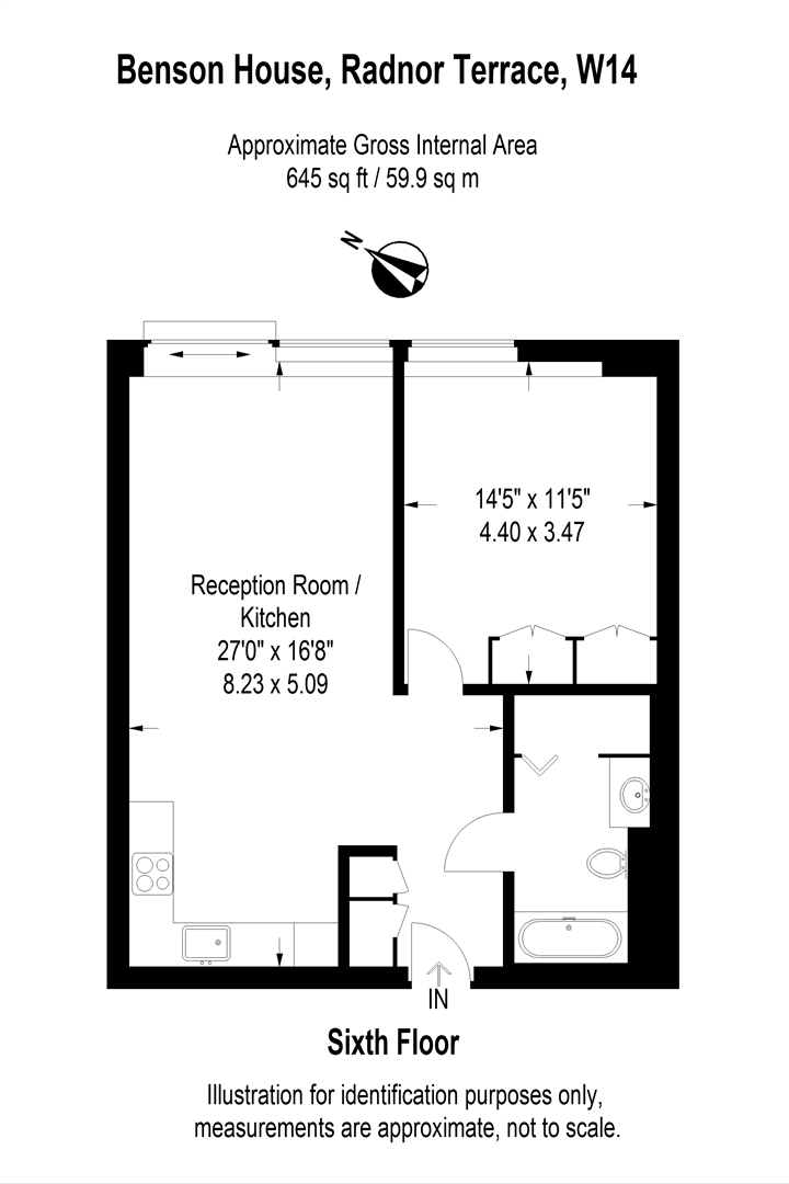 1 bed apartment to rent in Radnor Terrace, London - Property floorplan