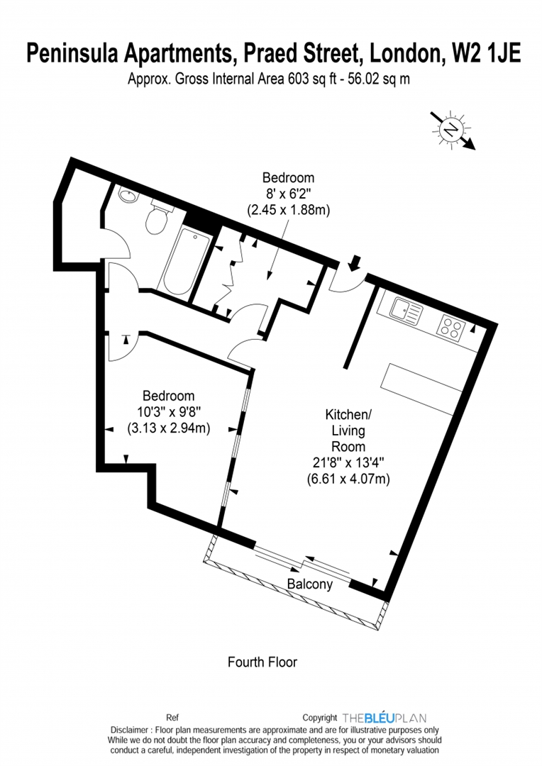 1 bed apartment to rent in Praed Street, London - Property floorplan