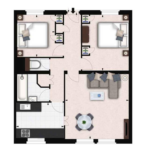 2 bed apartment to rent in Fulham Road, London - Property floorplan