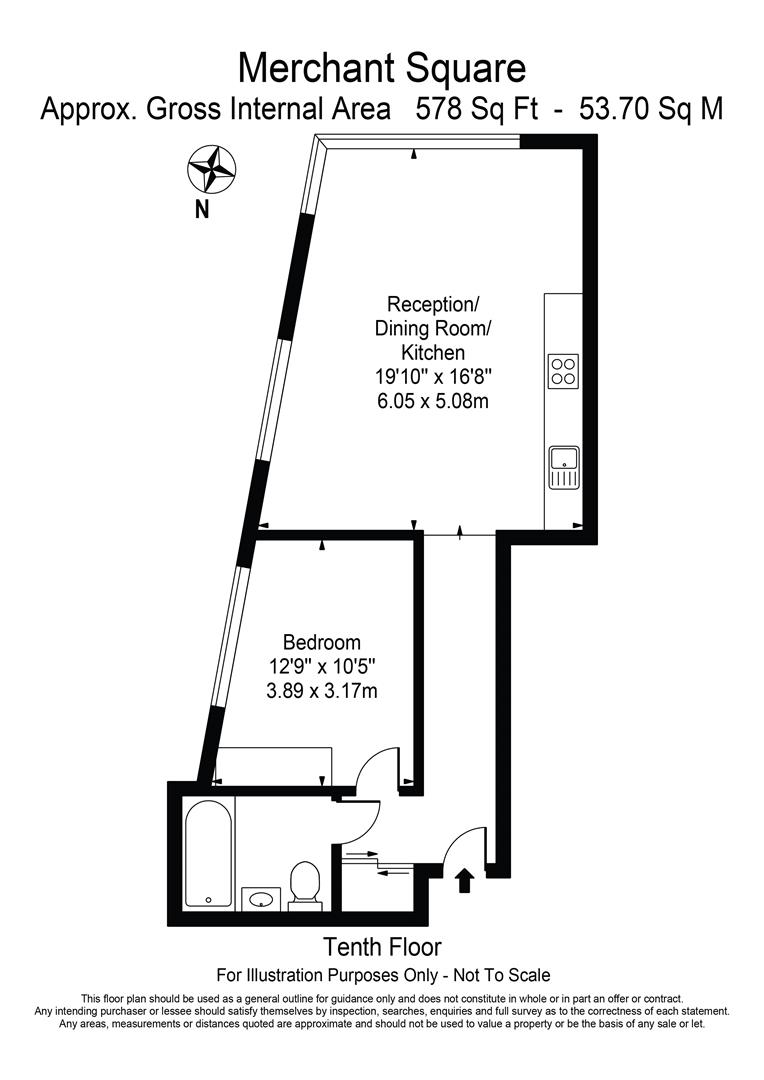 1 bed apartment for sale in Merchant Square, London - Property floorplan
