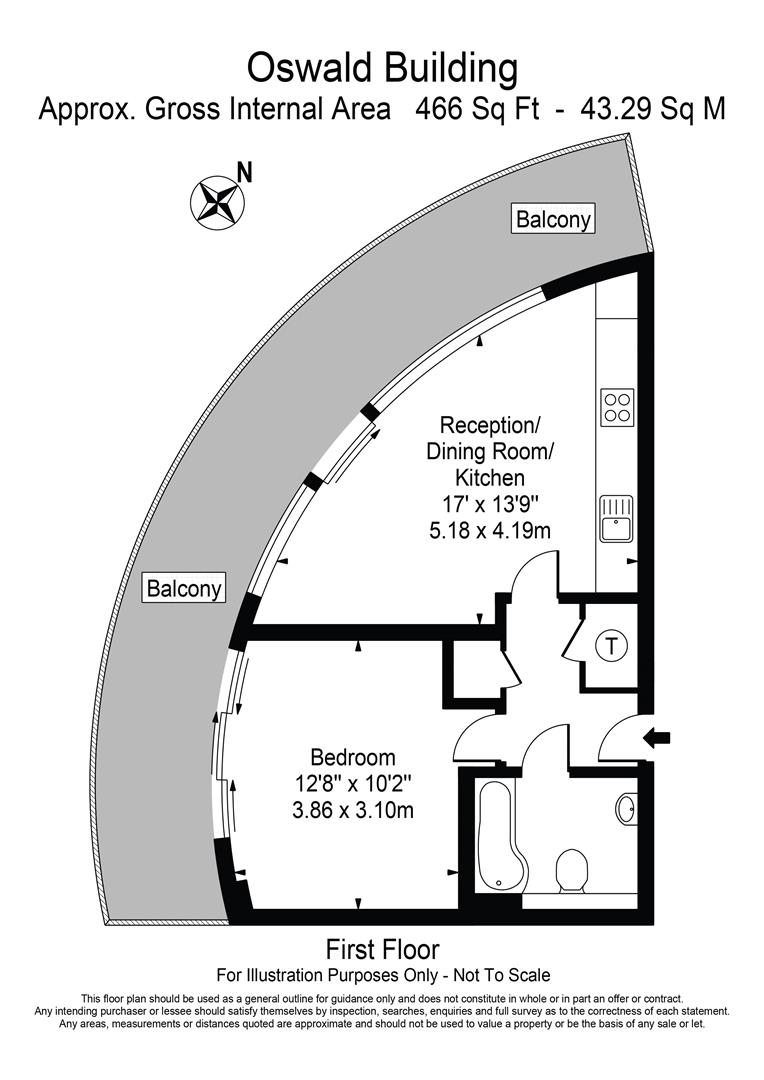 1 bed apartment to rent in Queenstown Road, London - Property floorplan