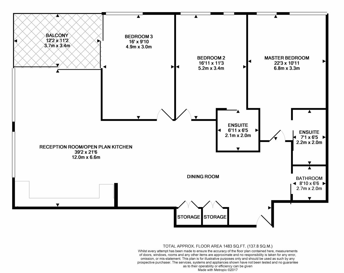 3 bed apartment to rent in Hermitage Street, London - Property floorplan