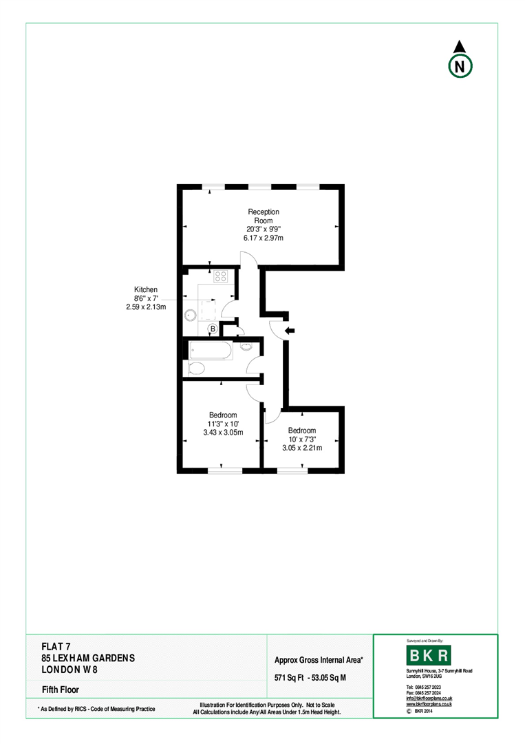 2 bed apartment to rent in Lexham Gardens, London - Property floorplan