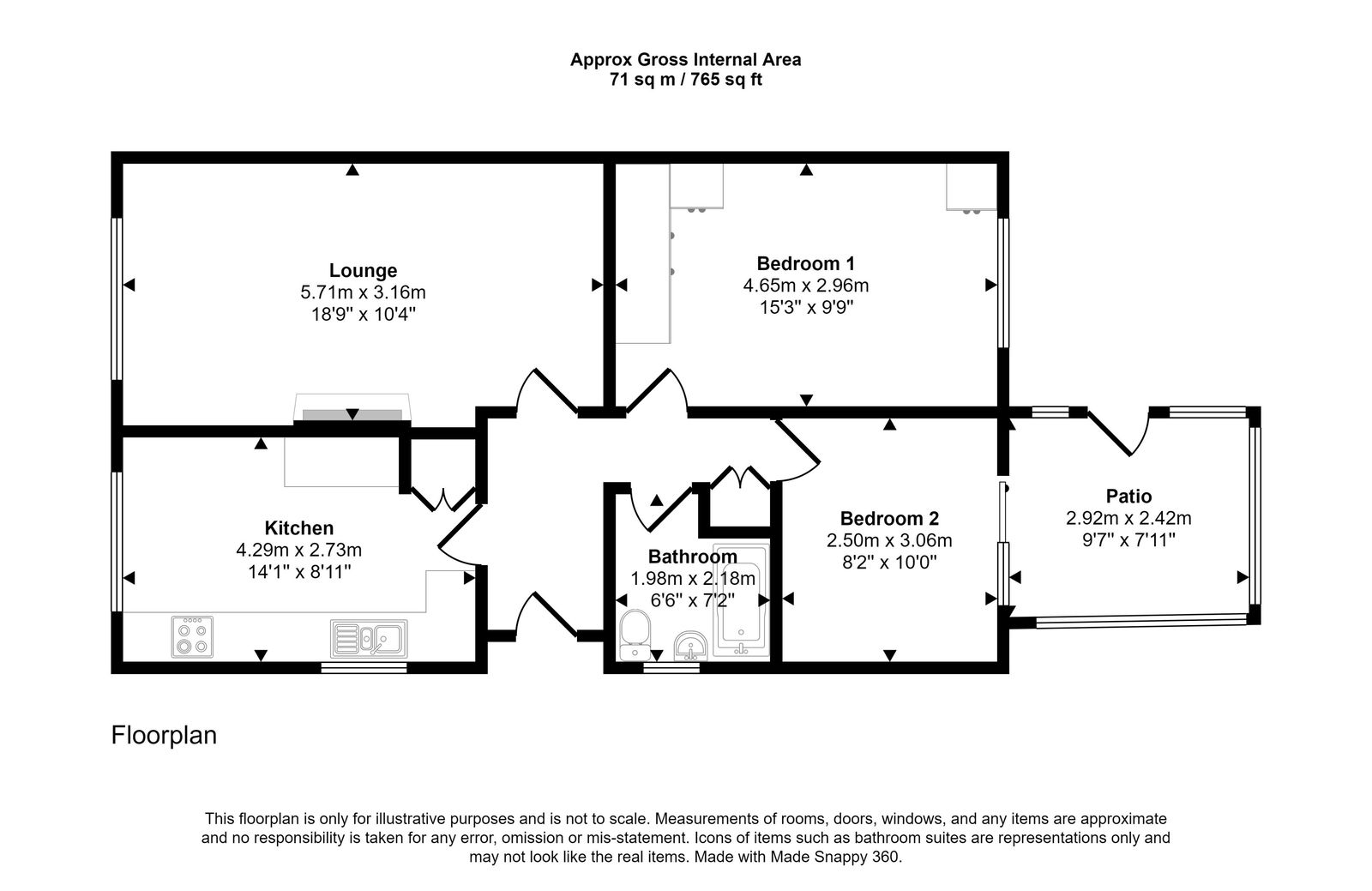 2 bed bungalow for sale in Cedar Avenue, Rhyl - Property floorplan