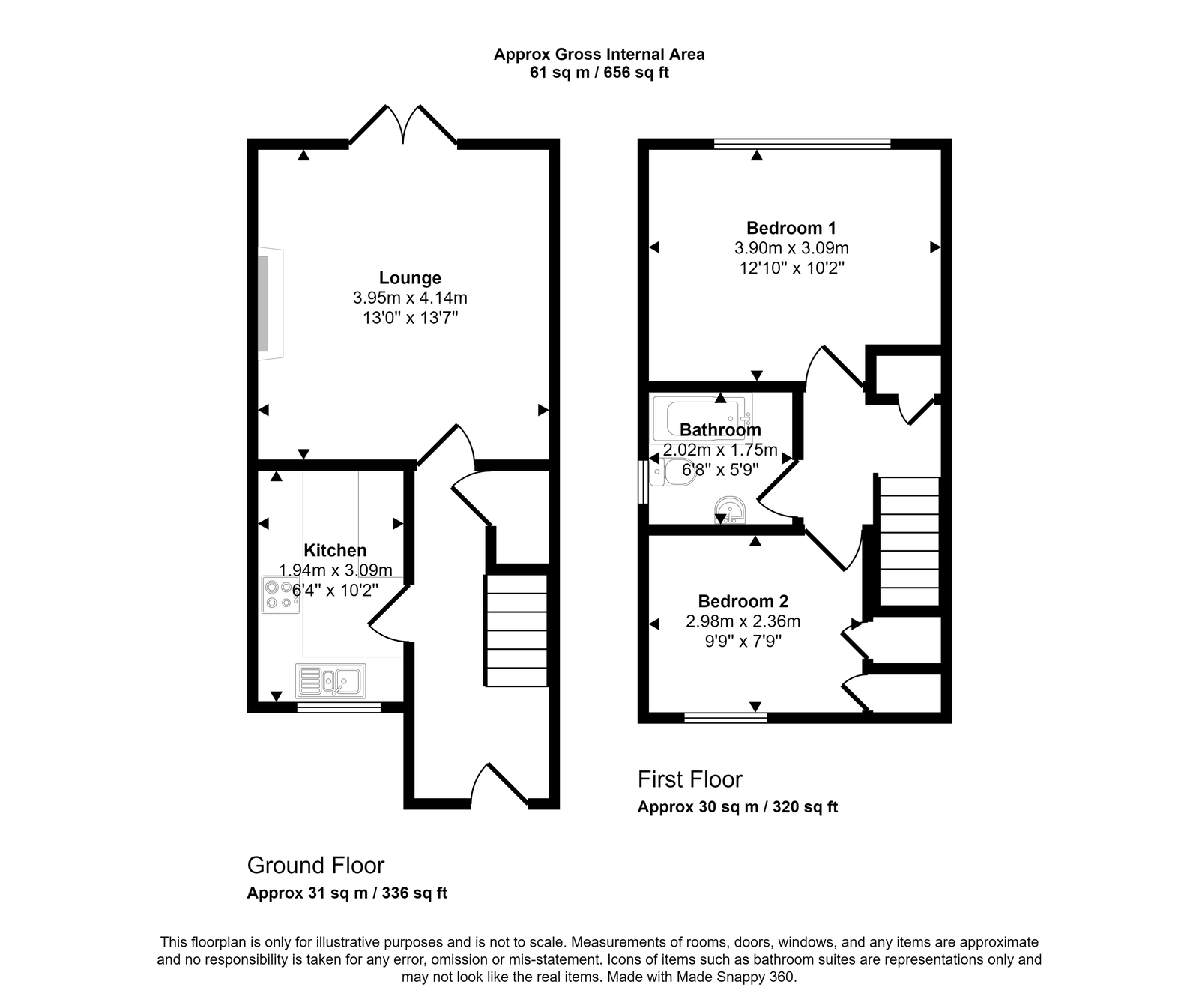 2 bed semi-detached house for sale in Fern Close, Rhyl - Property floorplan