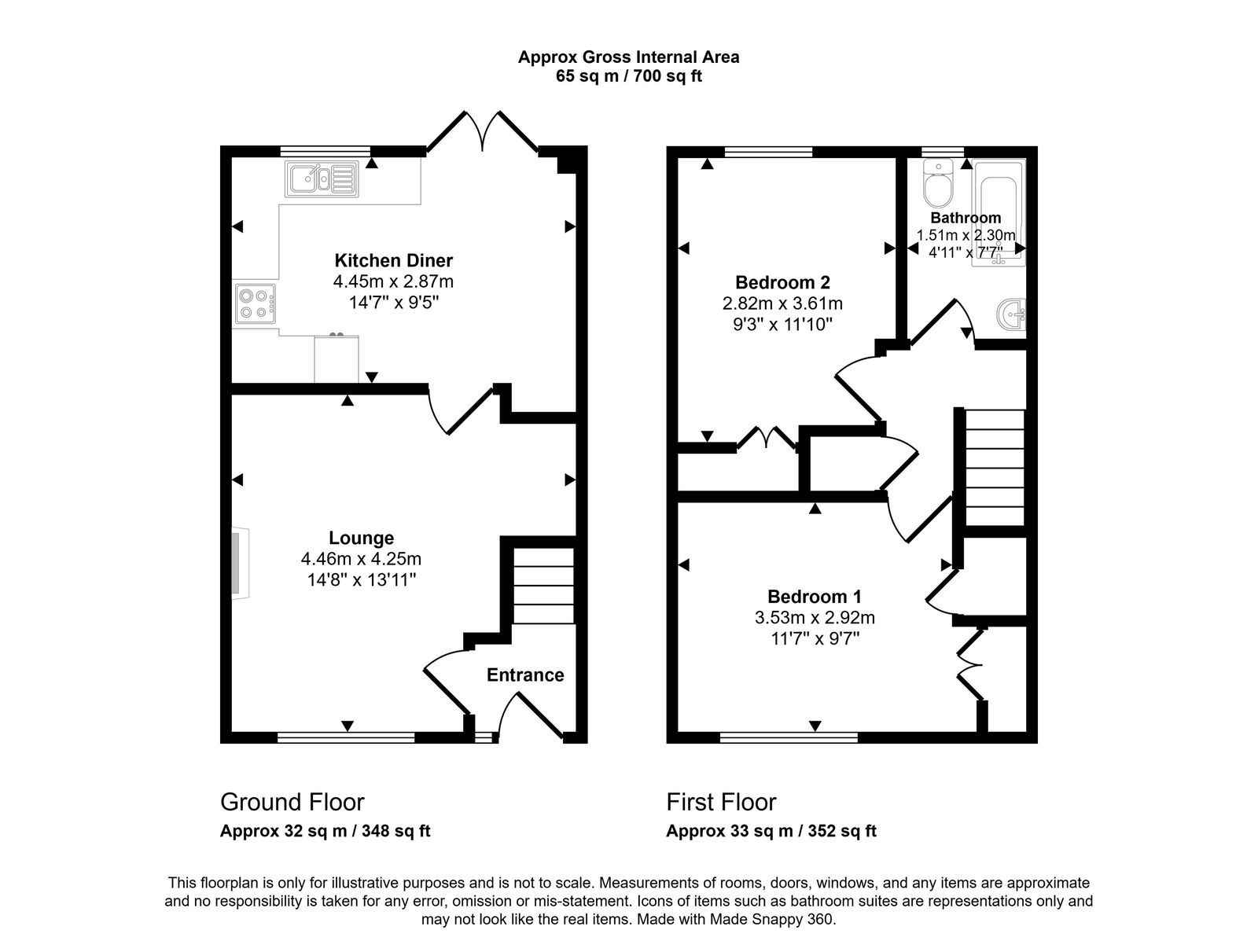 2 bed semi-detached house for sale in Hafan Yr Heli, Rhyl - Property floorplan