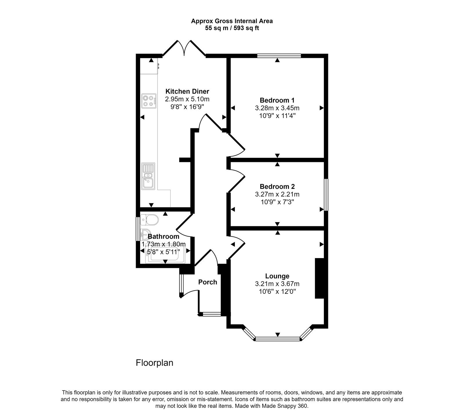 2 bed bungalow for sale in Bryncoed Park, Rhyl - Property floorplan