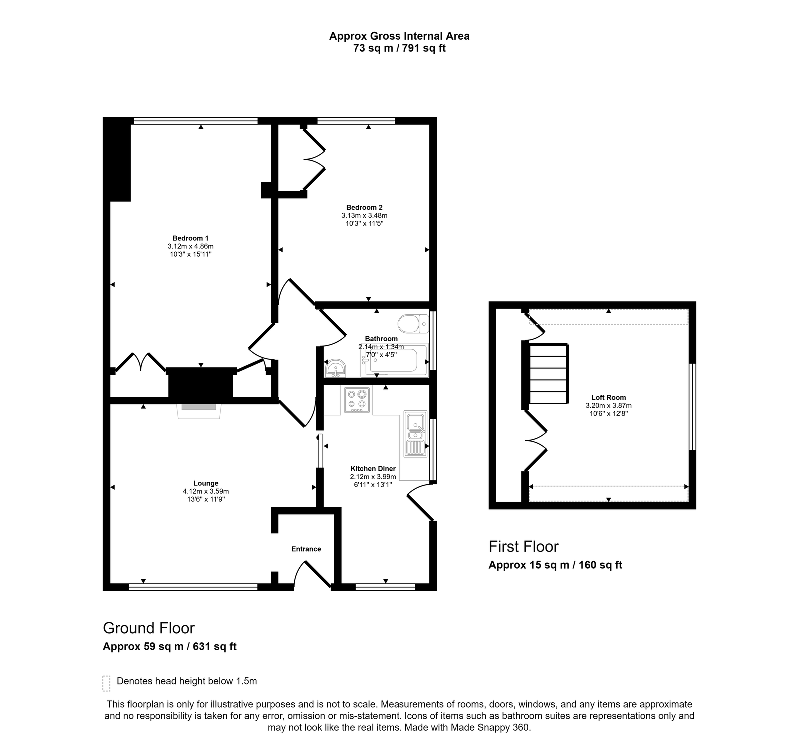 2 bed semi-detached bungalow for sale in Beverley Drive, Prestatyn - Property floorplan